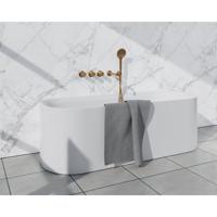 Fortifura Nebbio Badcombinatie-set - thermostaatkraan - inbouwdeel - 2x uitbreiding inbouwdeel - wandaansluitbocht - gladde doucheslang - ronde handdouche - uitloop - geborsteld messing SW1183067 2x SW1183076 2x SW1183080 SW720569 SW728