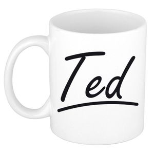 Ted voornaam kado beker / mok sierlijke letters - gepersonaliseerde mok met naam - Naam mokken