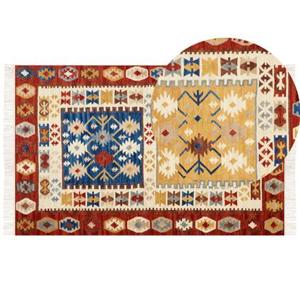 Beliani-VOSKEHAT-Kelim vloerkleed-Multicolor-140 x 200 cm-Wol