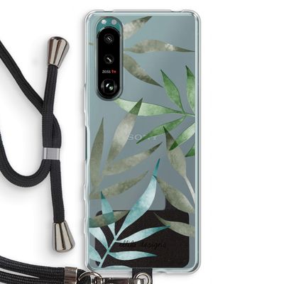 Tropical watercolor leaves: Sony Xperia 5 III Transparant Hoesje met koord