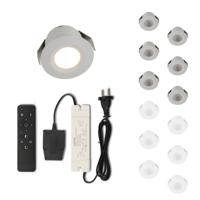 Set LED-inbouwspot met afstandsbediening Valdeno wit 3W dimbaar IP44 1-12 stuks