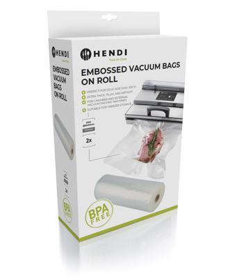 Hendi Vacumeerzakken met reliëf op rol - Sous Vide Zakken - 28 x 600 cm - Geschikt voor FoodSaver vacumeermachines - 2 stuks