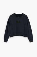 Gewassen effect sweatshirt - BLACK - L