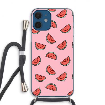 Watermeloen: iPhone 12 Transparant Hoesje met koord