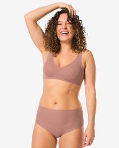 HEMA Damesstring Hoge Taille Micro Rib Lichtbruin (lichtbruin)