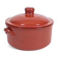 Ovenschaal/stoofpot - Oviedo - aardewerk - D25 x H18 cm - met deksel - bruin