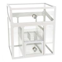 Make-up organizer/opberger 6-vaks met deksel 18 x 13 cm van glas