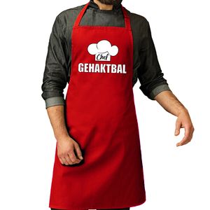 Chef gehaktbal schort / keukenschort rood heren