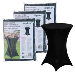 Alpina nette afdekhoes voor een statafel - 3x - zwart - spandex elastiek - D90 x 115 cm