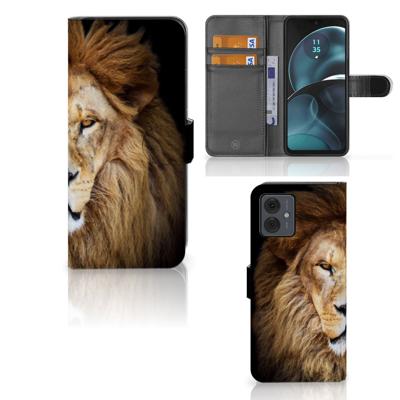 Motorola Moto G14 | Telefoonhoesje | Met pasjeshouder | Leeuw Motorola Moto G14 | Telefoonhoesje | Met pasjeshouder | Leeuw