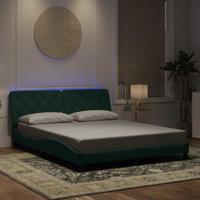 Bedframe met LED zonder matras fluweel donkergroen 160x200 cm