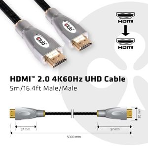 Club 3D HDMI 2.0 kabel 5 meter, 4K 60Hz