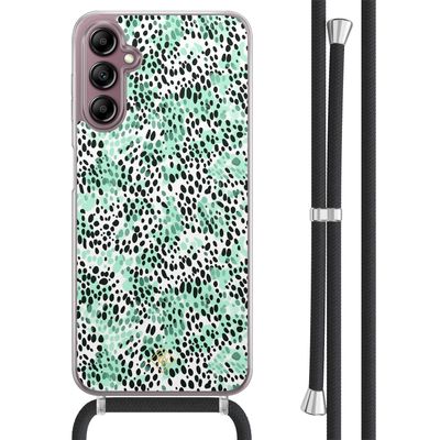 Samsung Galaxy A14 hoesje met koord - Luipaard mint