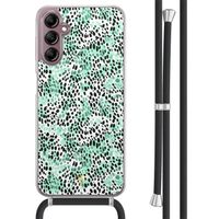 Samsung Galaxy A14 hoesje met koord - Luipaard mint Samsung Galaxy A14 hoesje met koord - Luipaard mint