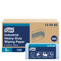 Reinigingsdoek Tork Heavy-Duty W4 gevouwen 100 vel blauw 130082 - thumbnail