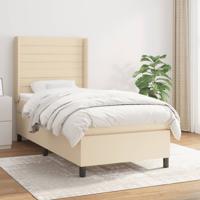 Boxspring met matras stof crèmekleurig 90x200 cm