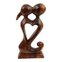 Houten Beeld Hart 2 Personen (14 x 7 cm)