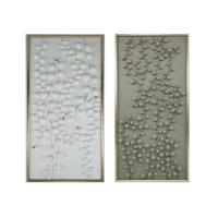 Schilderij Home ESPRIT Wit Groen Gouden Modern 70 x 3,5 x 140 cm (2 Stuks)