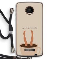 Aggressively drinks coffee: Motorola Moto Z Force Transparant Hoesje met koord