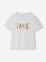 T-shirt voor meisjes met print en korte mouwen ecru