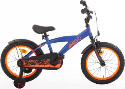 AMIGO Explorer 16 Inch Jongens Terugtraprem Blauw/Oranje