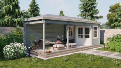 Blokhut - Tuinhuis Bertil | 44 mm | vuren honinggeel geïmpregneerd