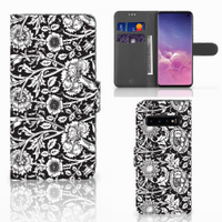 Samsung Galaxy S10 Hoesje Black Flowers - thumbnail