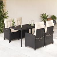 5-delige Tuinset met kussens poly rattan zwart 5-delige Tuinset met kussens poly rattan zwart