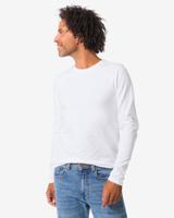 HEMA Heren T-shirts Lange Mouw Slimfit O-hals - 2 Stuks Wit (wit)