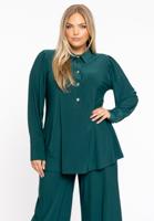 Yoek Blouse flare met pofmouwen | Dark Green | Maat 58/60