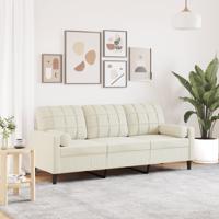 Driezitsbank met sierkussens 180 cm fluweel crèmekleurig