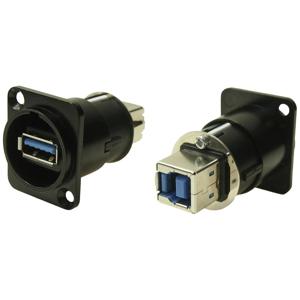 XLRFT USB 3.0 A-B bus zwart metaal geaard Adapter, inbouw CP30108 Cliff 1 stuk(s)