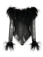 Oséree body en mesh orné de plumes - Noir - thumbnail