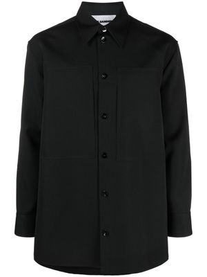 Jil Sander chemise en laine à manches longues - Noir
