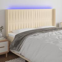 Hoofdbord LED 163x16x118/128 cm stof crèmekleurig