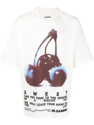 Jil Sander t-shirt en coton à imprimé graphique - Blanc
