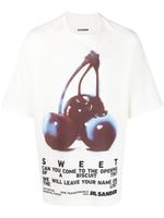 Jil Sander t-shirt en coton à imprimé graphique - Blanc