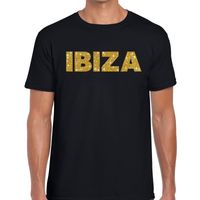 Ibiza gouden glitter tekst t-shirt zwart heren - thumbnail