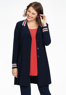Yoek Lange blazer met biezen | Blauw | Maat 46/48