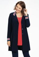 Yoek Lange blazer met biezen | Blauw | Maat 54/56