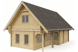 Interflex Vakantiewoning 610x1030 cm 70 mm vuren blank- Zadeldak- Onbehandeld vurenhout- Interflex