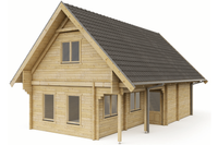 Interflex Vakantiewoning 610x1030 cm 70 mm vuren blank- Zadeldak- Onbehandeld vurenhout- Interflex