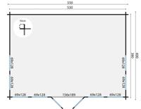 Blokhut - Tuinhuis Clockhouse | 44 mm | vuren groen geïmpregneerd
