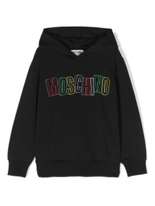 Moschino Kids hoodie en coton à logo floqué - Noir