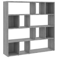 The Living Store Boekenkast Kamerscherm - Grijs Sonoma Eiken - 105 x 24 x 102 cm - Bewerkt hout - thumbnail