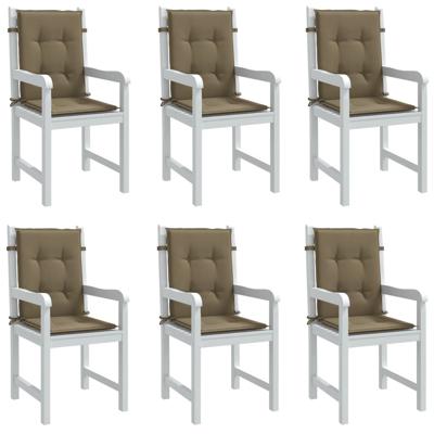 VidaXL Stoelkussens 6 st lage rug 100x50x4 cm stof gemêleerd taupe