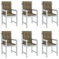 VidaXL Stoelkussens 6 st lage rug 100x50x4 cm stof gemêleerd taupe