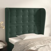 Hoofdbord met randen 83x23x118/128 cm fluweel donkergroen