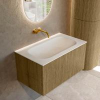 Badmeubel Mondiaz Kurve | 80 cm cm | Meubelkleur Dusk | Wastafelkleur Talc | Solid surface | Wasbak midden spoelbak | Zonder kraangat(en)