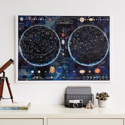 Poster - Wandkaart Stars & constellations glow in the dark 84.1 x 59.4 cm | Maps International